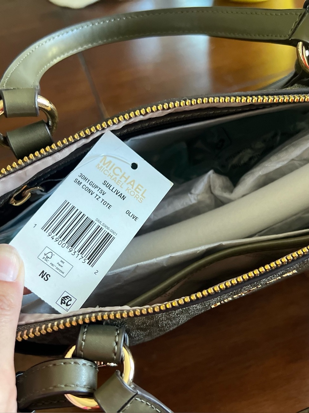 **NWT!** Michael Kors Olive Sullivan Small Convertible Top Zip Tote Handbag - Picture 3 of 6